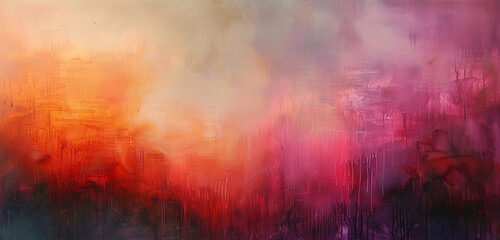 A harmonious blend of warm and cool tones in an abstract oil painting, evoking a sense of depth.