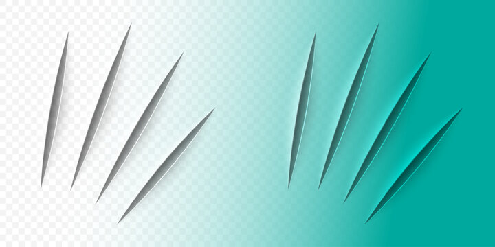 Vector realistic cut with an office knife on paper sheet isolated.