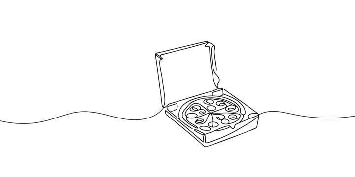 recommend clip art: Fresh pizza one line continuous drawing. Traditional italian fast food continuous one line illustration