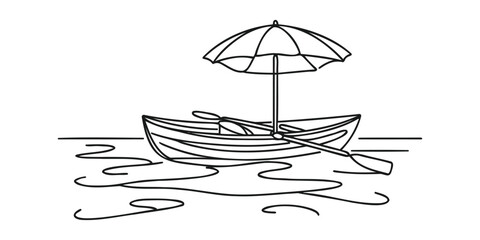 Continuous one line drawing of boat. Business icon. Vector illustration.