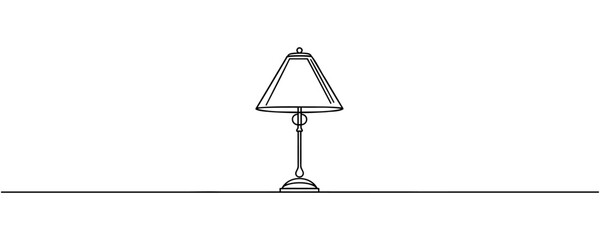 Continuous one line drawing. Lamp on the table. Vector illustration.