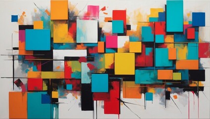 Abstract Artwork Comprising Vibrant Color Blocks for a Dynamic Composition.
