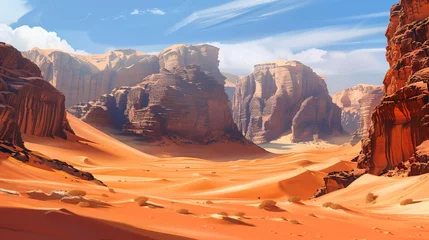 Muurstickers Dramatic desert landscapes with sand dunes and rock formations landscapes  © Vuqar