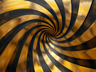 A mesmerizing, hypnotic spiral pattern with black and gold