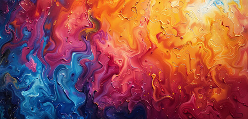 A symphony of colors dancing across the canvas, as oil paints intermingle to form a hypnotic...
