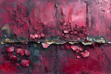 Burgundy Red Maroon Textured Iron Relief Art