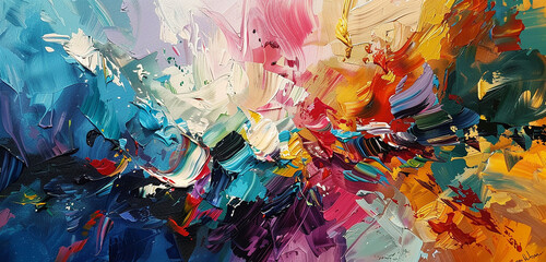 A symphony of hues as oil paints intermingle, creating a rich and textured abstract backdrop.
