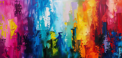 Obraz na płótnie Canvas A symphony of hues as oil paints intermingle, creating a rich and textured abstract backdrop.
