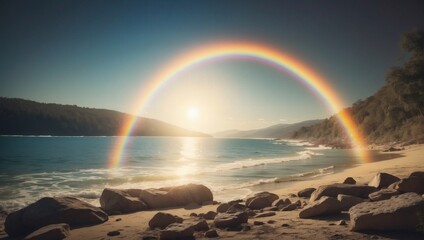 A vintage photo with a lens flare, weathered film overlay, and orange-blue-white rainbow glow.