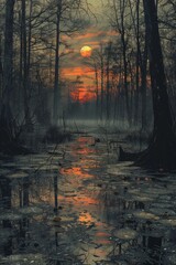 Mystic Swamp under a Blood Moon