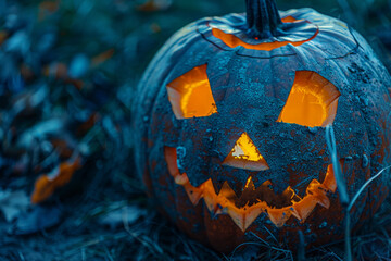 Glowing Halloween Pumpkin Closeup.