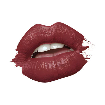 Photorealistic lipstick smudge on transparent PNG background. Mimicking real transfer, it boasts natural variations in size, shape, and color.