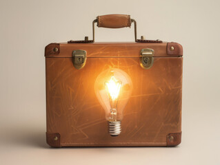 A briefcase with a light bulb, illustrating innovative business solutions
