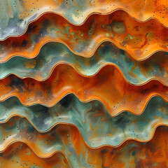 Decorative Canvas Showcasing Teal-Orange Sand Dunes Relief with Vintage Texture
