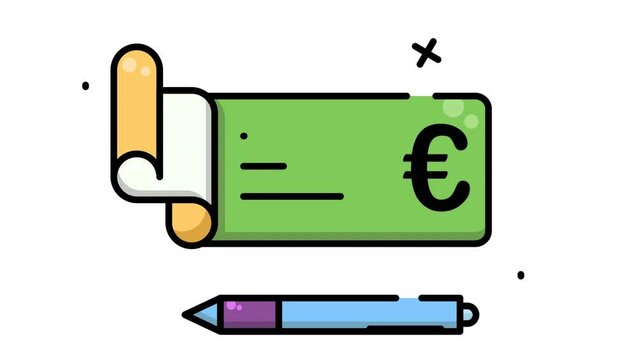 animated green check with a dollar sign and pen, suitable for finance blogs, payment platforms, and business presentations.
