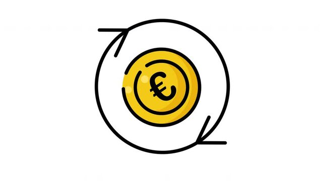 Animated Yellow euro coin cycle for finance and business concepts. Suitable for financial presentations, banking websites, and investment articles.