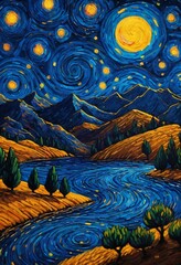 Midnight Majesty: Celestial Canopy Enveloping Rolling Hills





