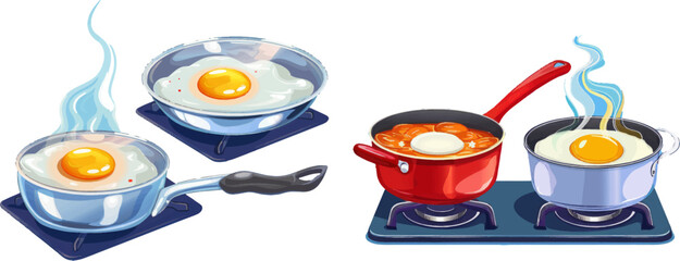 Boiling pot and fried pan set, cartoon steel cooking pots