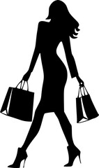 Exclusive Shopping and Unrivaled Style: Luxurious World of Fashion, Beauty, and Pleasure, Illustrated with a Woman's Silhouette