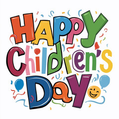 Happy children's day with funny flying colorful 3d paper balloons and airplanes on white background ai generative