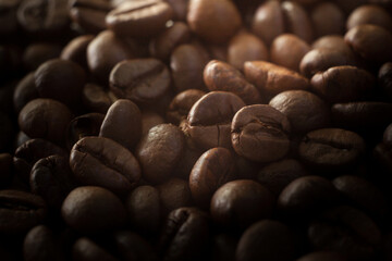 coffee beans close-up  on the table