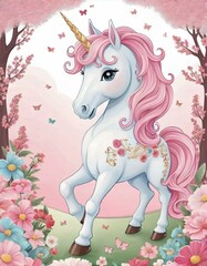 Obraz na płótnie Canvas Unicorn Delight: Whimsical Artistry in Illustrative Form