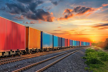 Railway Rhythms: Optimizing Industrial Logistics with Trains - obrazy, fototapety, plakaty