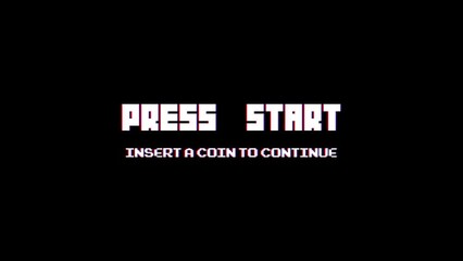 Retro video game PRESS START text glitch interference dark background - Powered by Adobe