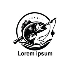 black fishing logo on white  background