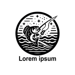 black fishing logo on white  background
