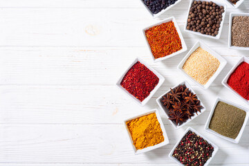 Mix of spices . Indian food background