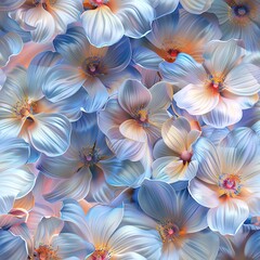 Fototapeta premium A seamless pattern of 3D watercolor flowers, blending artistic charm with digital depth. Seamless Pattern, Fabric Pattern, Tumbler Wrap, Mug Wrap.