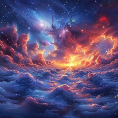 starry sky with clouds and stars in the background