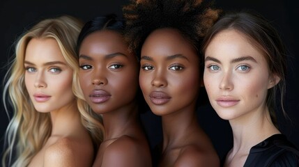Obraz premium Sincere smiles, a group of beautiful women with different skin colors