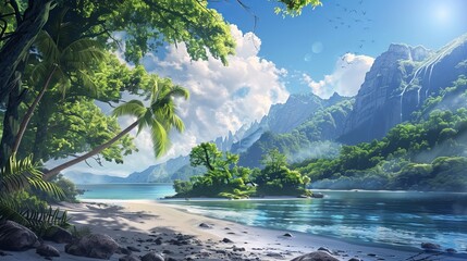 Nature scenes such as landscapes, forests, and beaches backgrounds  - obrazy, fototapety, plakaty