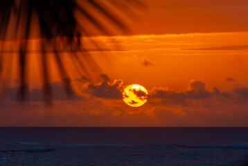 Superb sunrise on a pretty beach in Punta Cana in the Dominican Republic