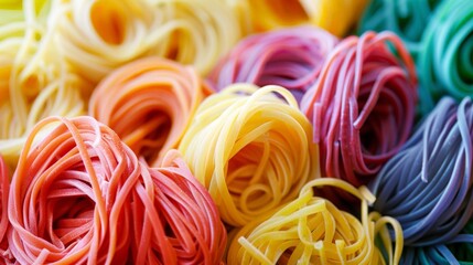 Colorful pasta noodles close-up - Powered by Adobe