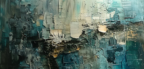 Layers of oil paint build upon each other, creating a textured and dynamic abstract backdrop.