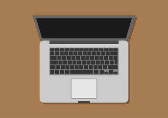 Ordenador port&aacute;til gris apagado para el trabajo.