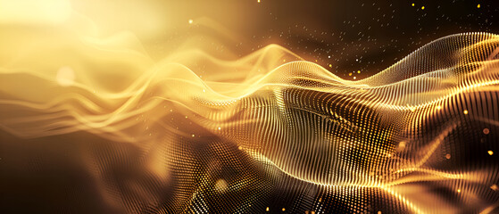 golden glowing particles with bokeh effect on dark background ,abstract bright gold background elegant illustration moving fast neon golden light particles,Abstract gold particles wave background