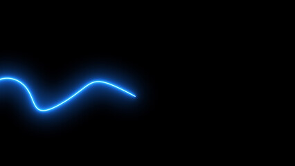 abstract background of blue neon wavy line glowing in the black background illustration 4k.