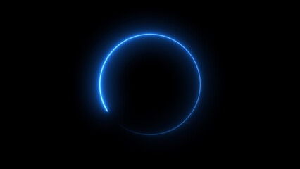 Abstract Neon circle isolated on black background. Charging and loading icon illustration.