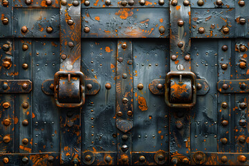 Worn-Out Metal Container on Canvas: Rustic Textures and Complex Design