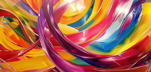 Ribbons of vibrant oil paint intertwine, weaving a tapestry of color and light on canvas.