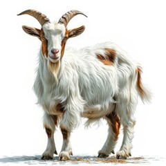 A white goat isolated on a white background