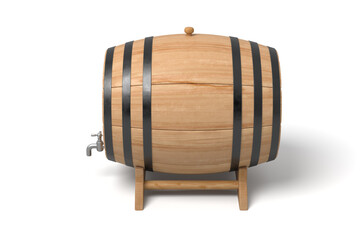 Classic wooden barrel on a plain backdrop