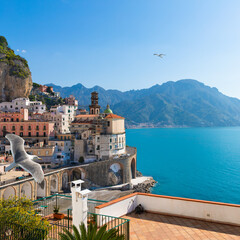 Atrani village on Amalfi Coast in province of Salerno in Campania region of Italy