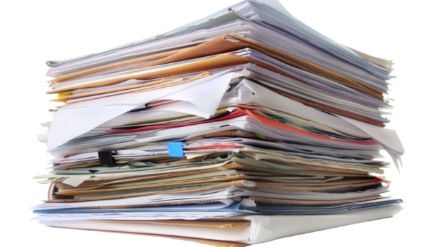 Stack of business documents papers