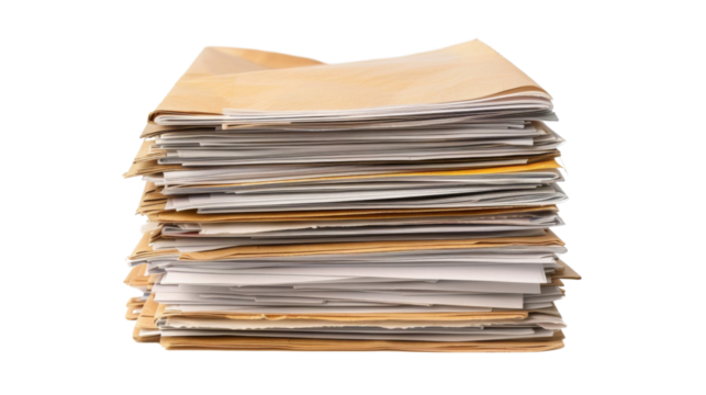 Stack of business documents papers