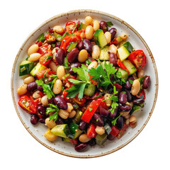 Bowl of Bean Salad Isolated on a Transparent Background 